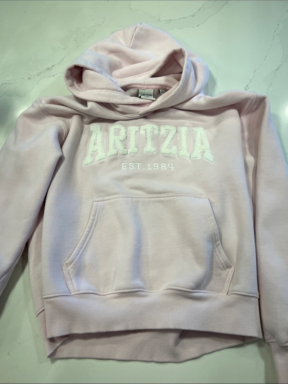 Aritzia Light Pink Hooded Pullover Sweatshirt